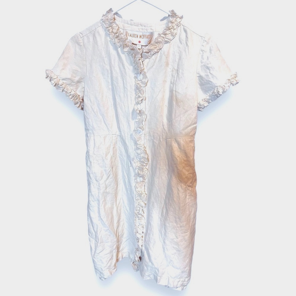 Lauren Moffatt Silk Blend Ruffle Dress Vintage 60s 70s Style Size 4